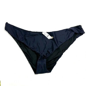 New J Crew BC125 Curved Waist Cheeky Bikini Bottom Navy Blue